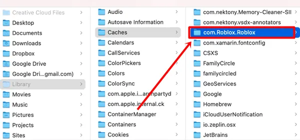Cartella cache Roblox del Mac