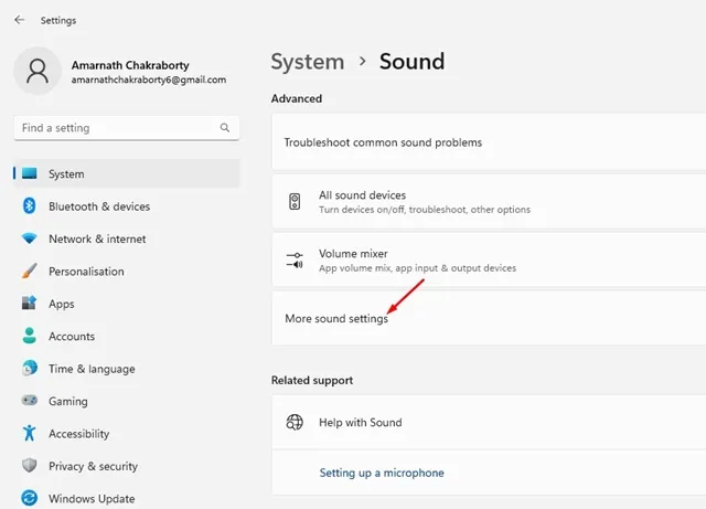 Mais configurações de som