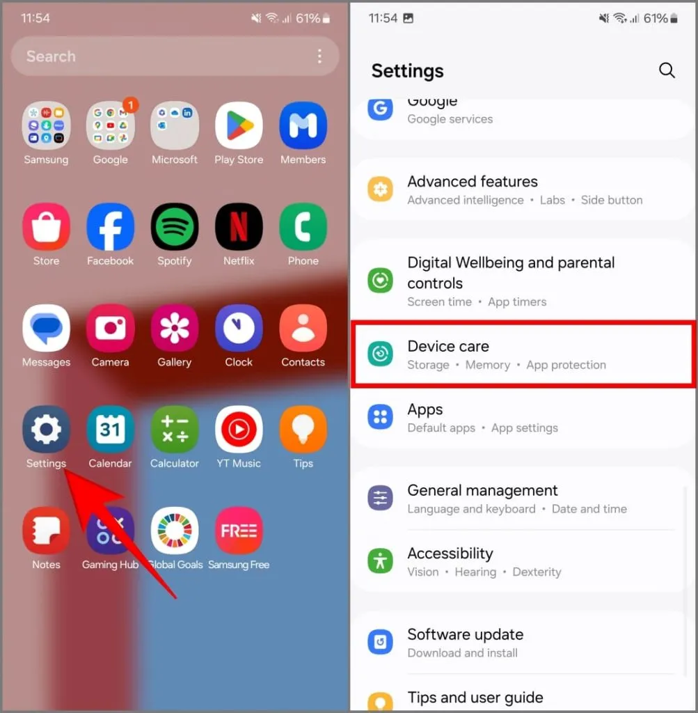 Samsung Galaxy S24의 One UI 6.1 디바이스 케어 설정