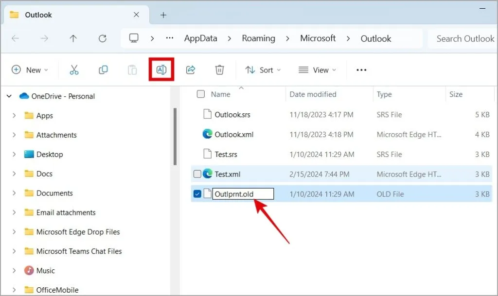 Windows 上の Outlook 印刷構成ファイル