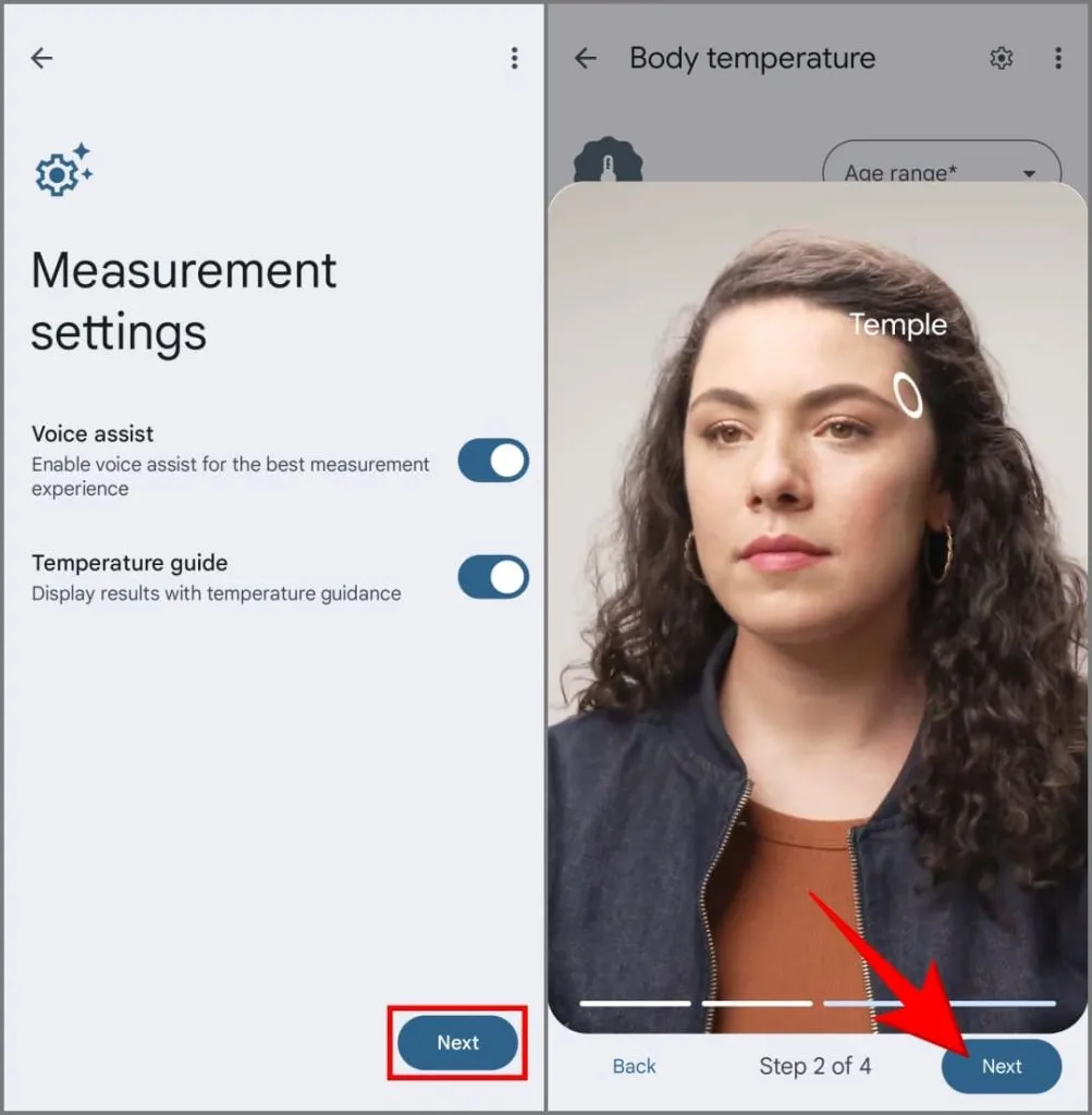 Fonctionnalité de température corporelle dans l'application Thermomètre Pixel 8 Pro en dehors des États-Unis