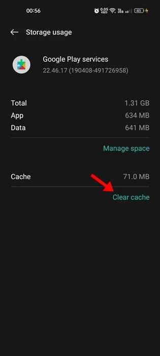 Cancella cache