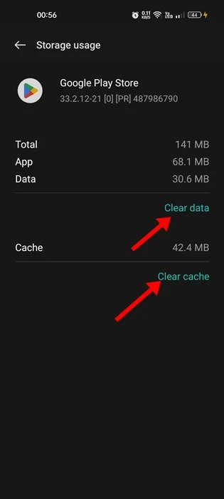 Cancella cache