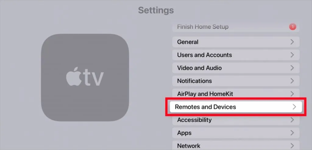 Controle remoto e dispositivos na Apple TV