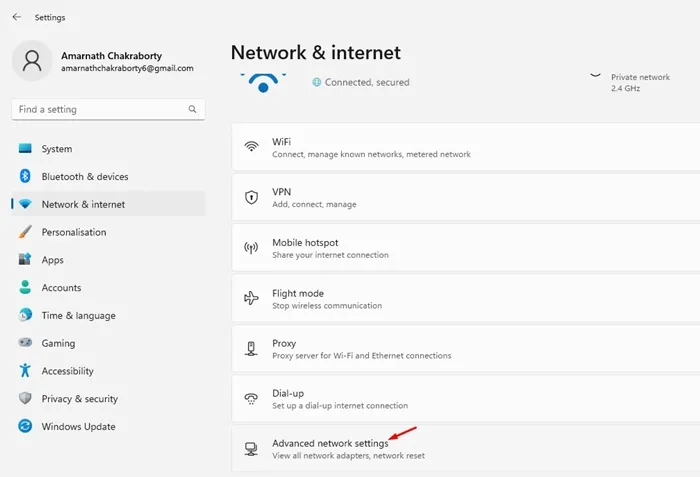 Configurações avançadas de rede