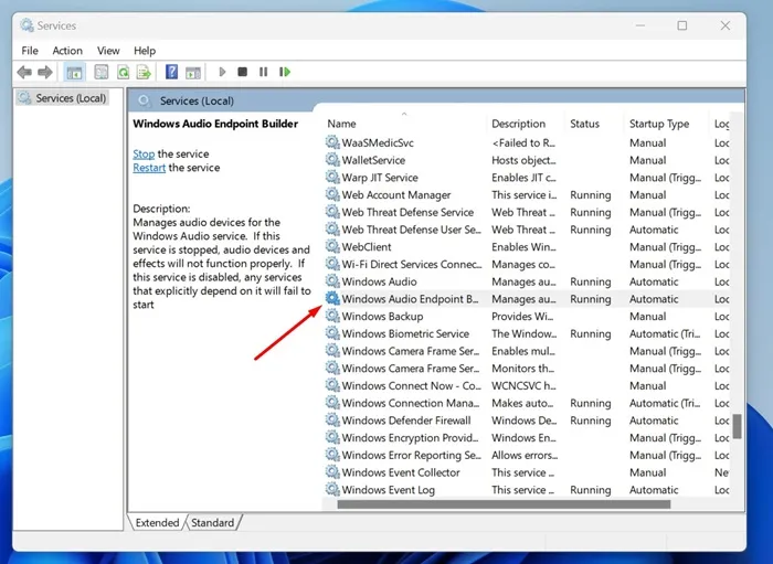 Construtor de endpoint de áudio do Windows