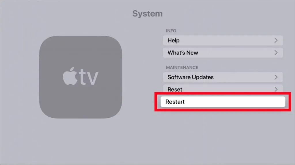 Перезапустите Apple TV.