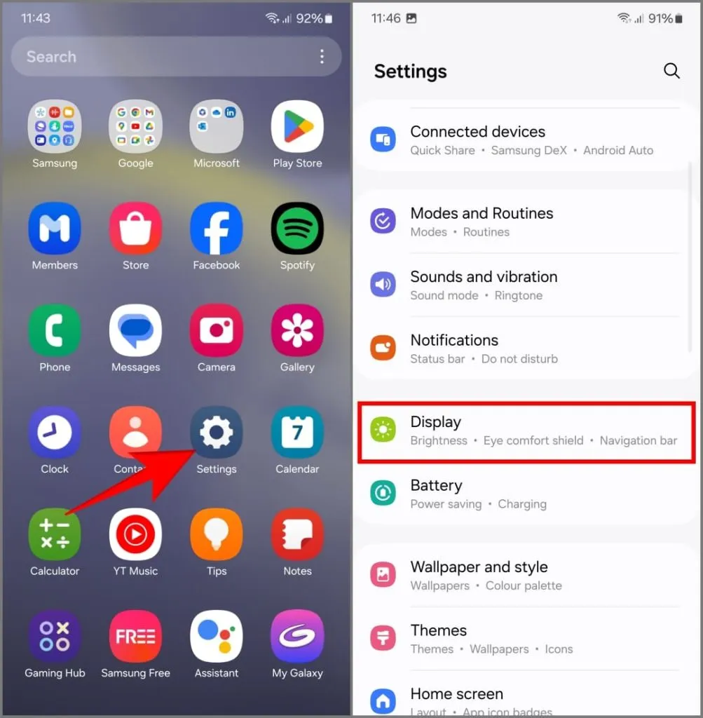 Настройки дисплея на Samsung Galaxy S24 под управлением One UI 6.1