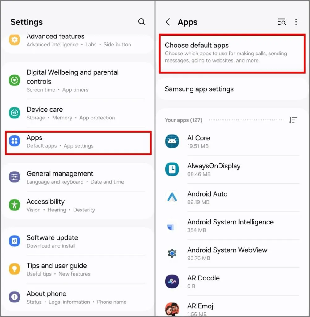 Configure Google como aplicación Asistente predeterminada en el teléfono Samsung Galaxy