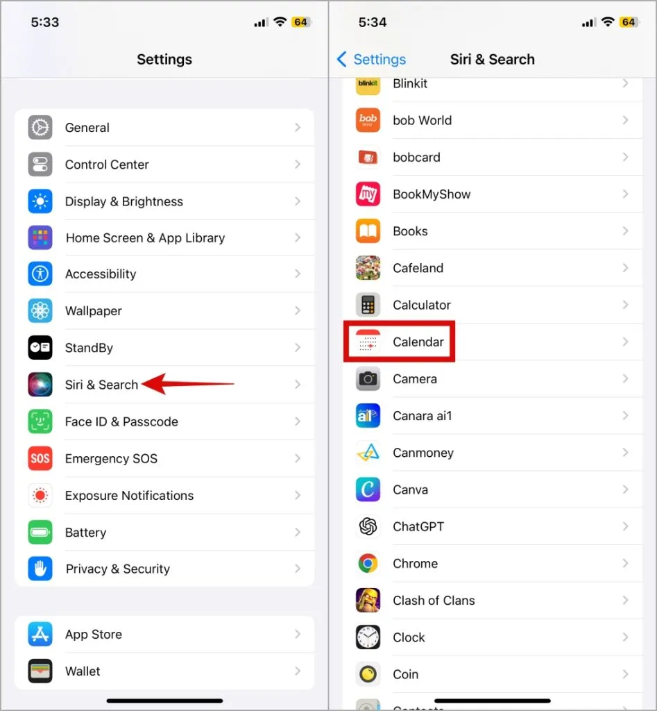 Siri y configuración de búsqueda en iPhone