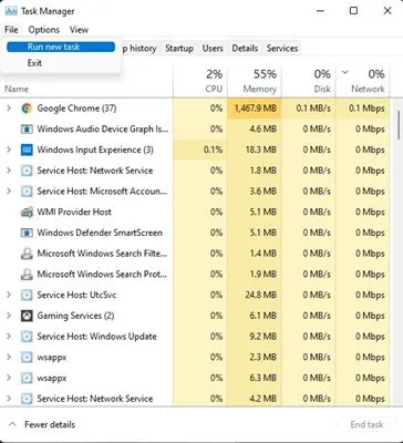 Esegui una nuova attività