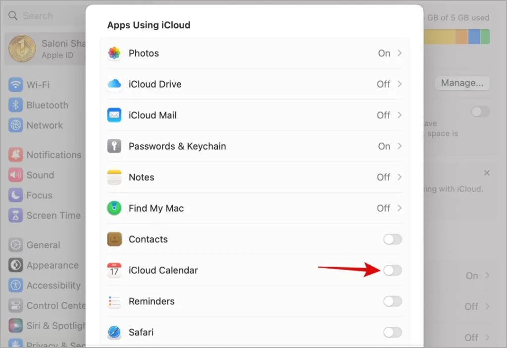 Изключете синхронизирането за iCloud Calendar на Mac