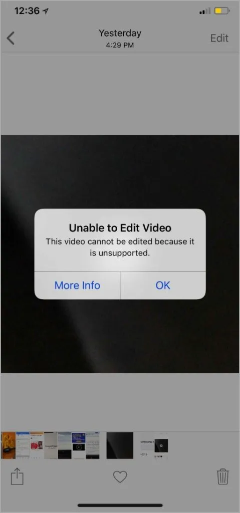 Nie można edytować błędu wideo na iPhonie lub iPadzie