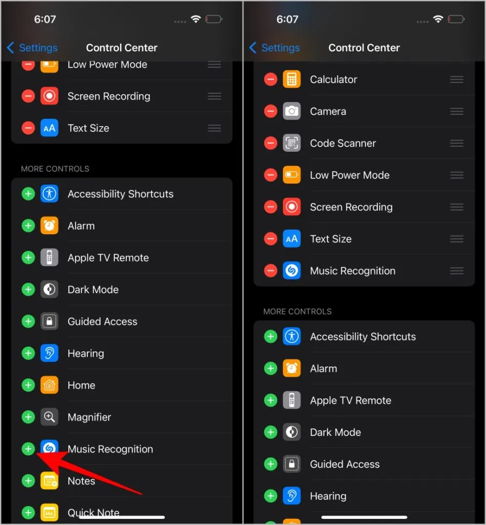 Agregar Shazam al centro de control en iPhone