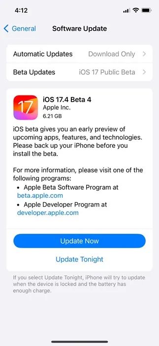 iOS 17.4 julkinen beta