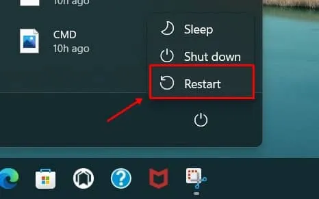 restart počítače windows 11