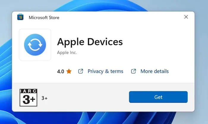 Apple Device Appをダウンロードしてインストールします