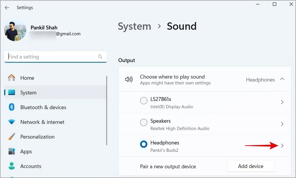 Périphérique de sortie audio sous Windows 11