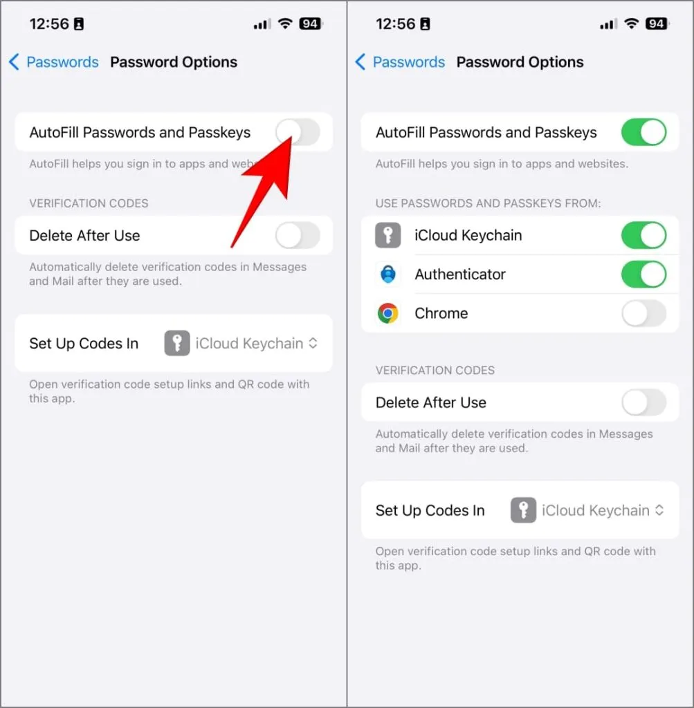 Opción de autocompletar contraseñas y claves de acceso en iPhone en iOS 17