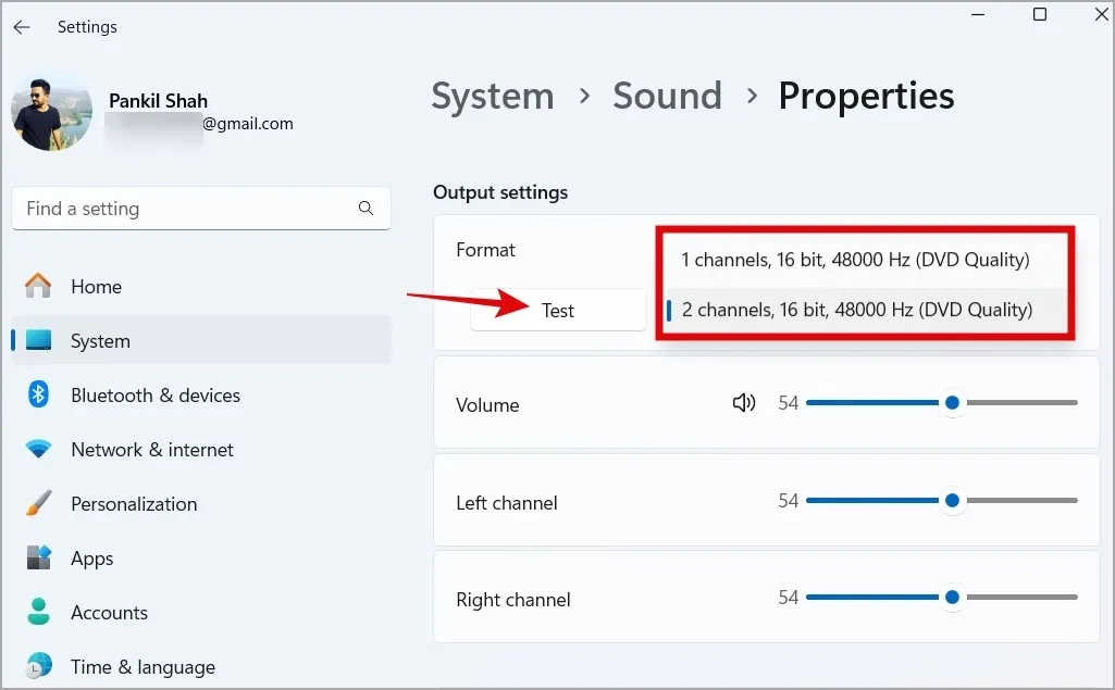 Changer le format de sortie audio sous Windows 11