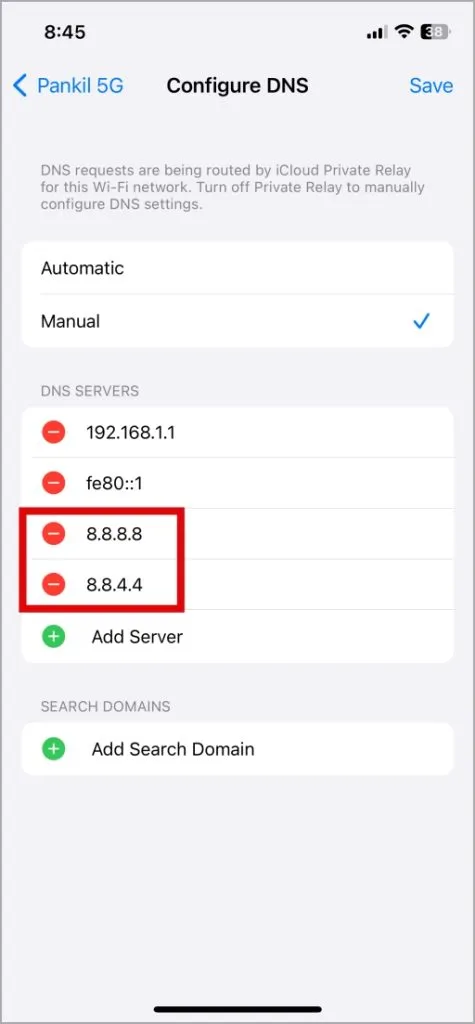 Configuración de DNS en iPhone