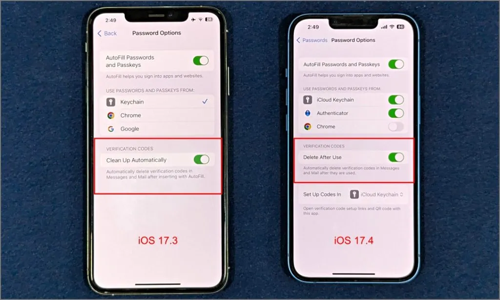 Rydd opp automatisk på iOS 17.3 og Slett etter bruk på iOS 17.4