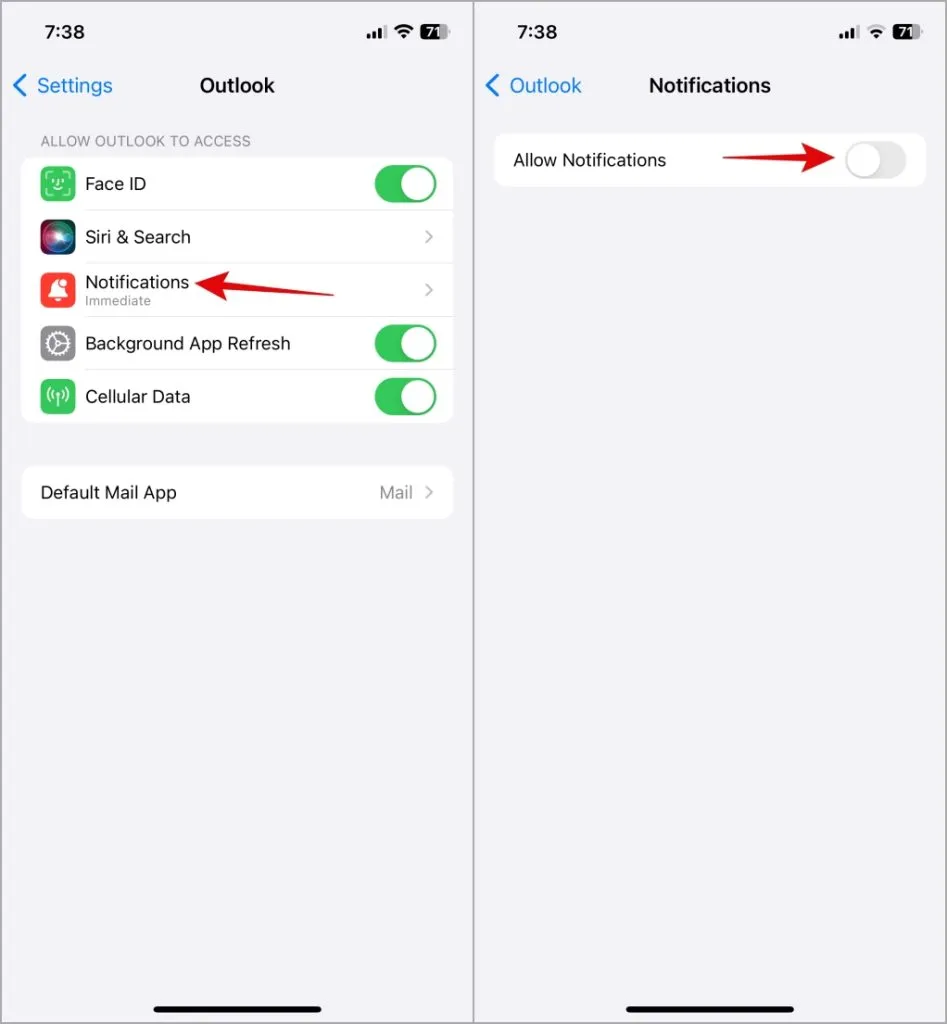 Schakel Outlook-meldingen op de iPhone uit