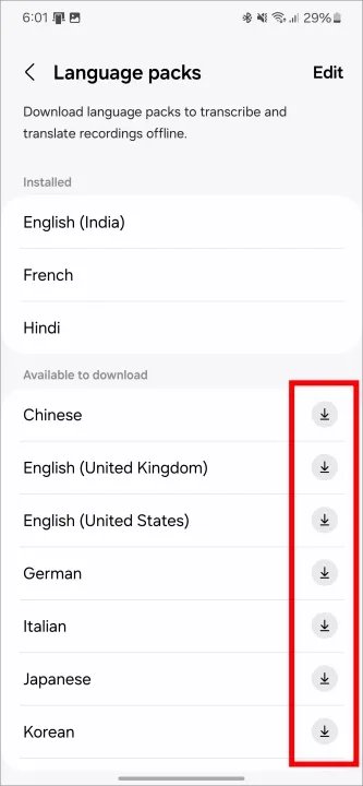 Atsisiųskite kalbos paketus transkripcijai