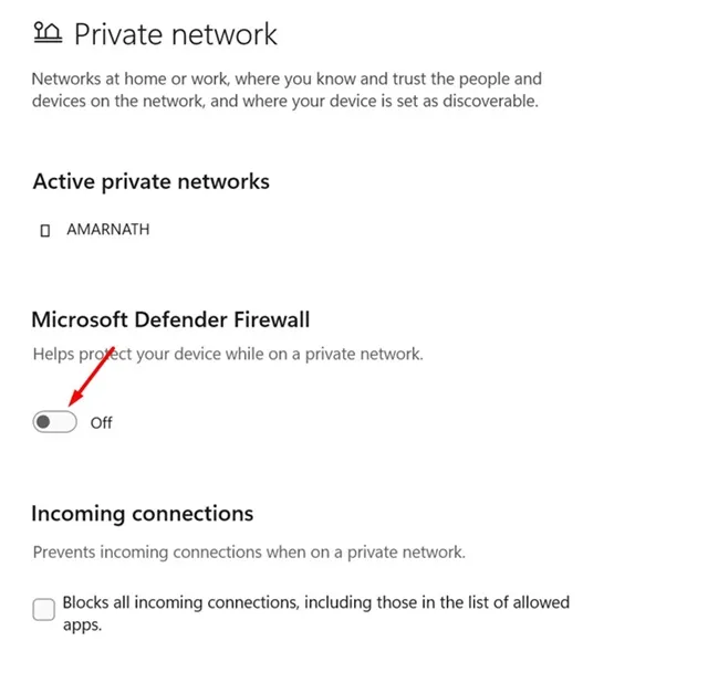 Schalten Sie die Firewall aus