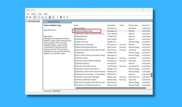Jak naprawić usługę Volume Shadow nie działającą w systemie Windows