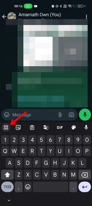 Icône de la barre d'outils Gboard