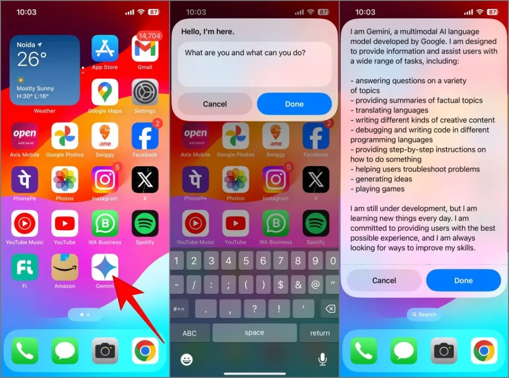 Chatbot Gemini na iPhone