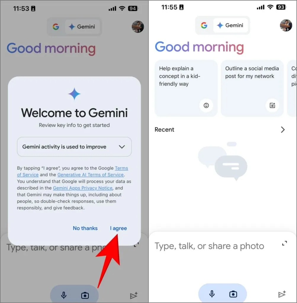 Gemini v aplikaci Google pro iPhone