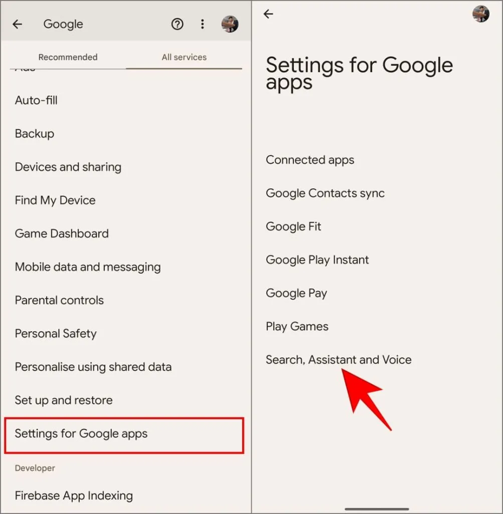 Instellingen voor Google-apps in de app Instellingen op Android