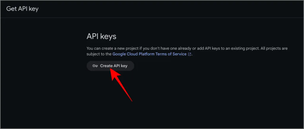 Sukurkite API rakto parinktį „Google AI Studio“.
