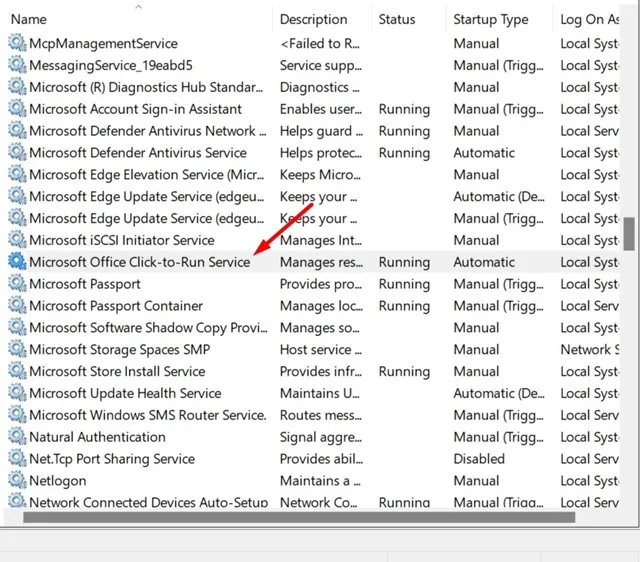 Serviço Clique para Executar do Microsoft Office