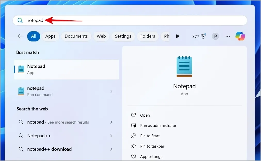 Åbn Notesblok på Windows