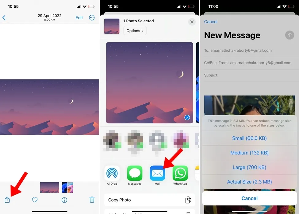 Utilizza l'app Apple Mail per ridurre le dimensioni della foto