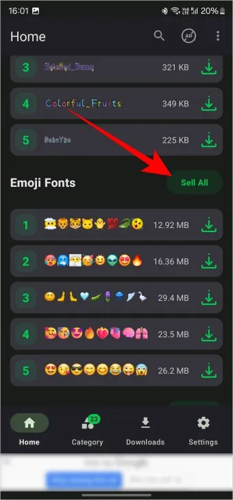 emoji-fontit Androidissa