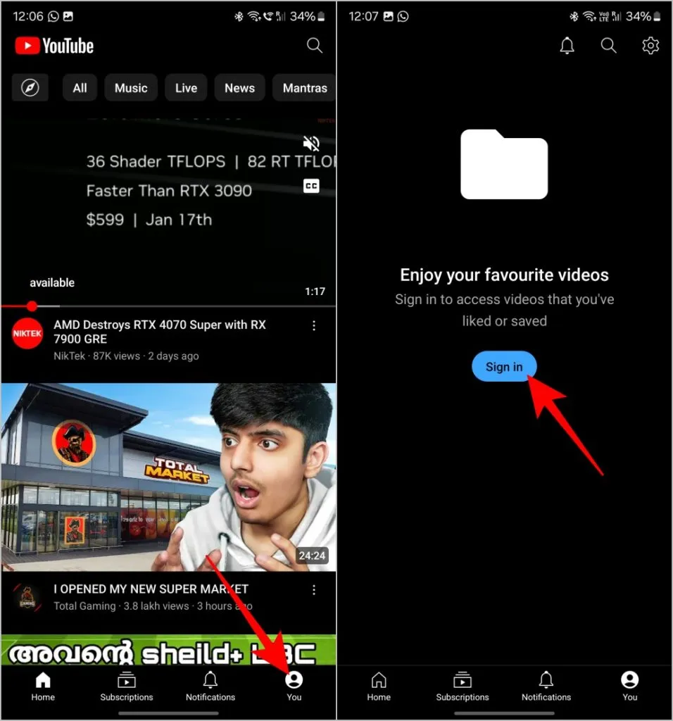 Connexion à l'application YouTube corrigée