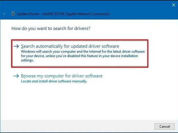 Pesquise automaticamente por software de driver atualizado