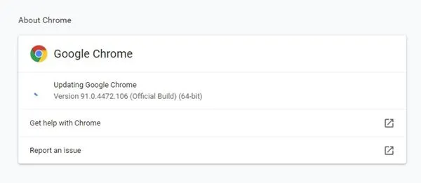 Обновите браузер Chrome