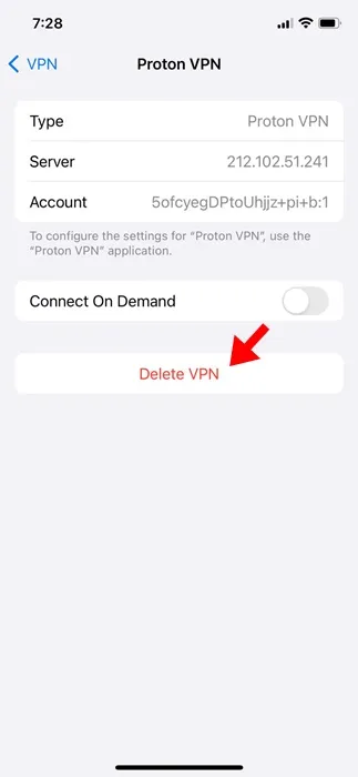 Excluir VPN