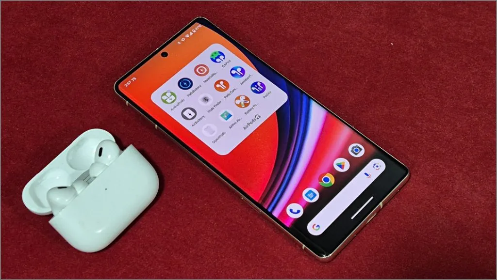 Teléfono Android con aplicaciones para AirPods