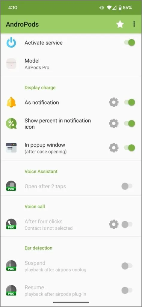 Configuración de la aplicación AirPods en Android