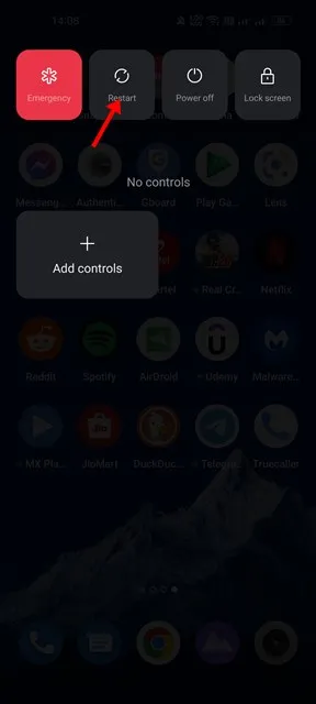 Restartējiet Android viedtālruni