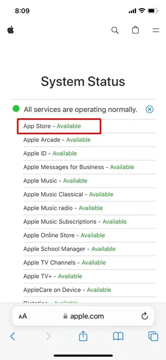 Tjek Apple Server Status