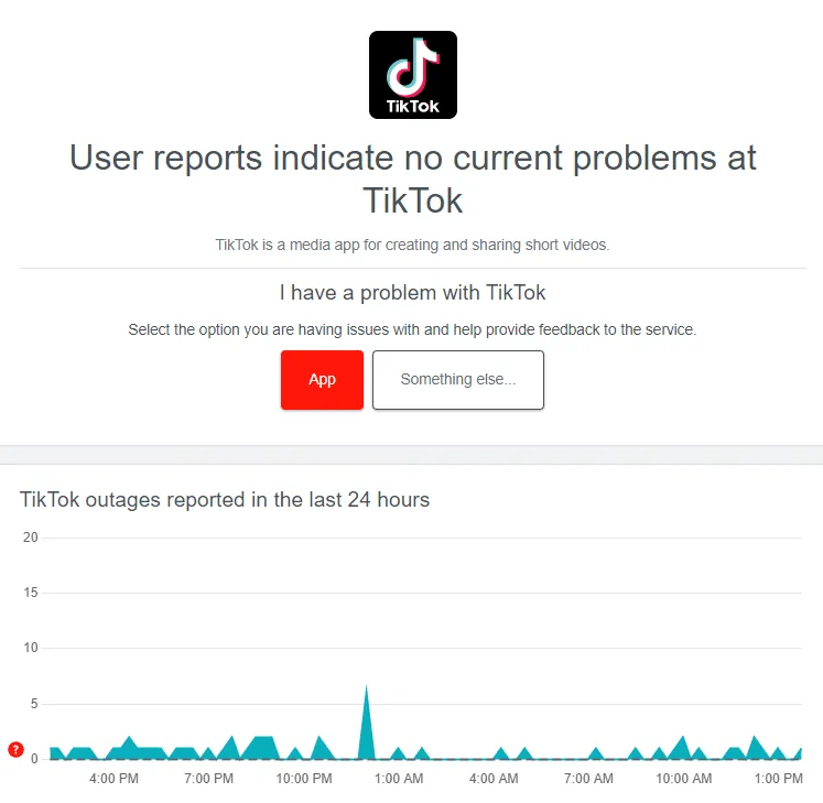 TikTokのサーバーを確認する