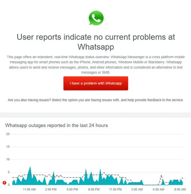 Controleer WhatsApp-server