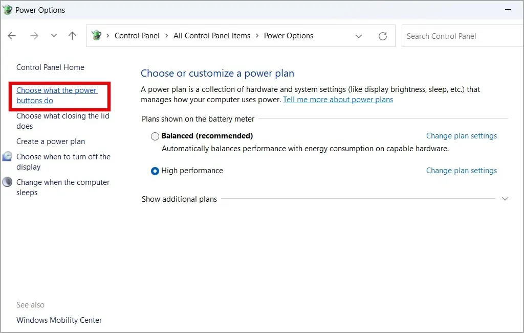 Konfigurieren der Power-Button-Funktion unter Windows